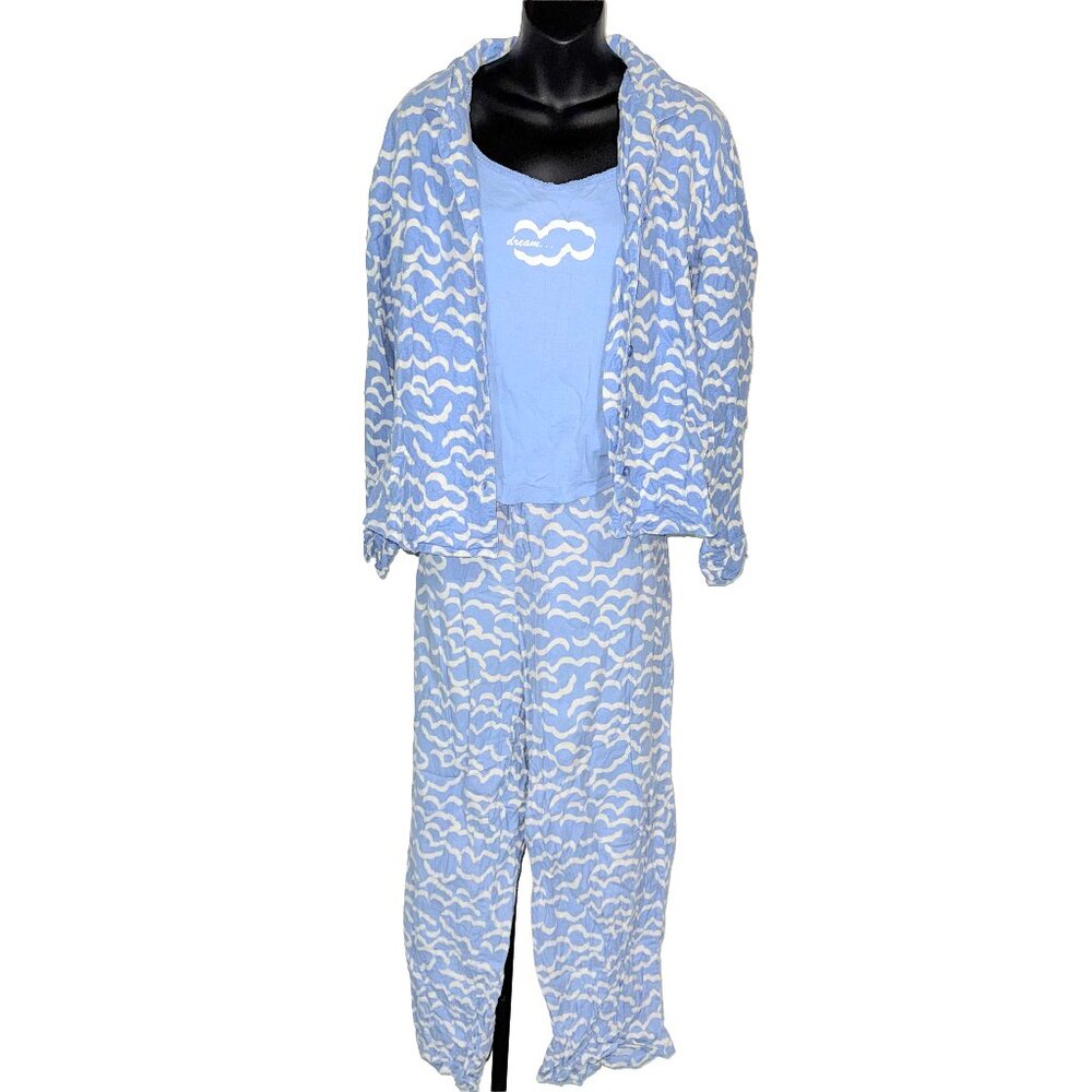 Dream Cloud Light Blue Pajama 3 Piece Set Size Women's Large